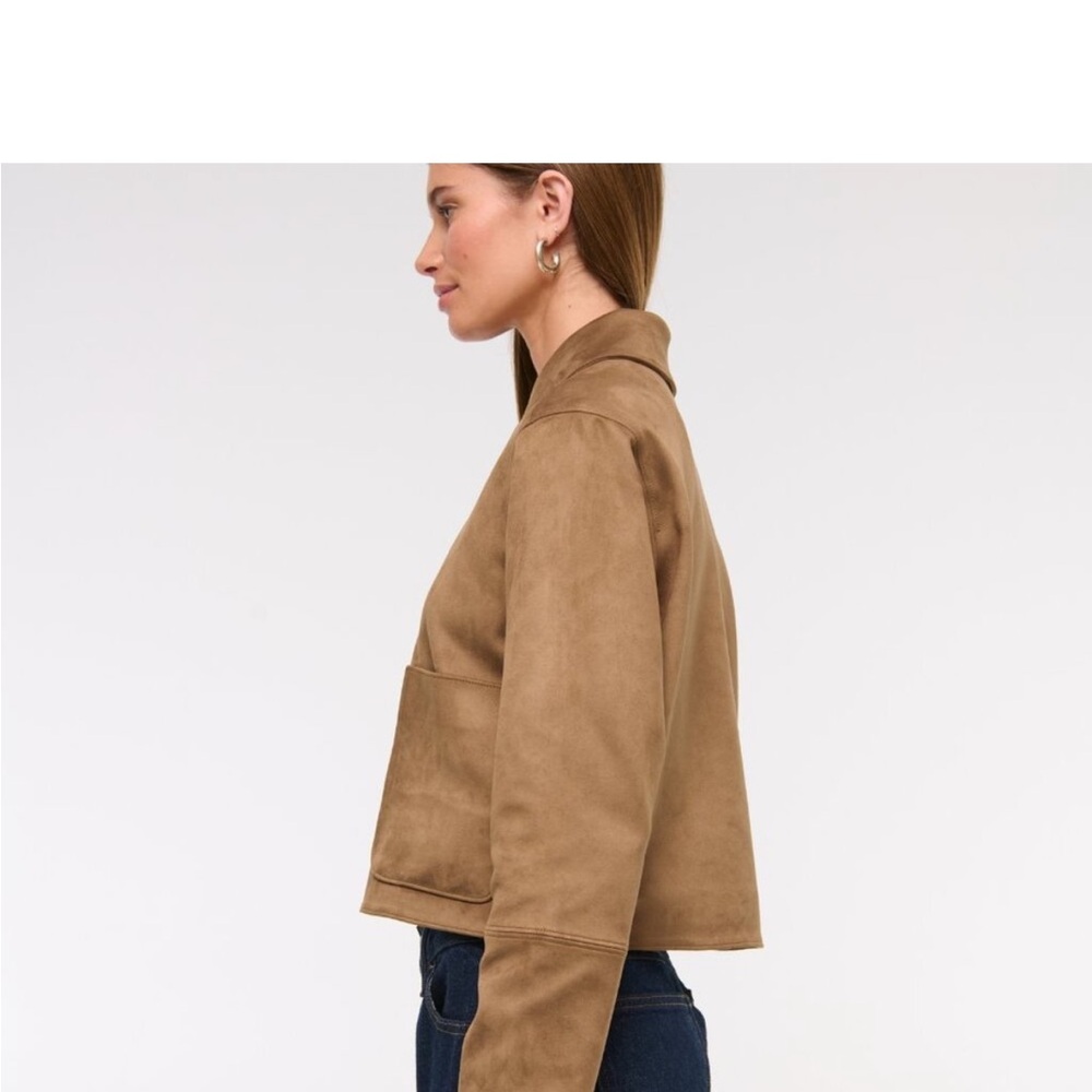 EUC Abercrombie & Fitch Vegan Suede Button-Through Jacket Size XS Brown - Picture 6 of 13